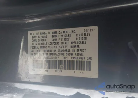 2013 Honda Accord Ex-L V-6 из США, поврежденный, VIN 1HGCT2B80DA009592